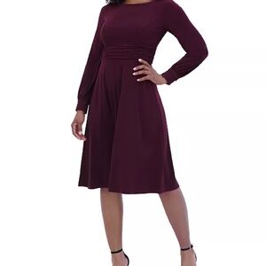 Jessica Howard Wine Long Sleeve Dress
